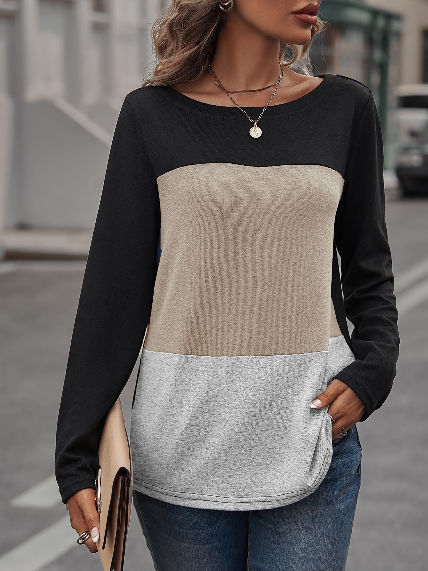 gvdentm Shirts For Women Big And Tall Women'S Long Sleeve T-Shirts Long  Sleeve Color Block Cute Tops Comfy Blouses 