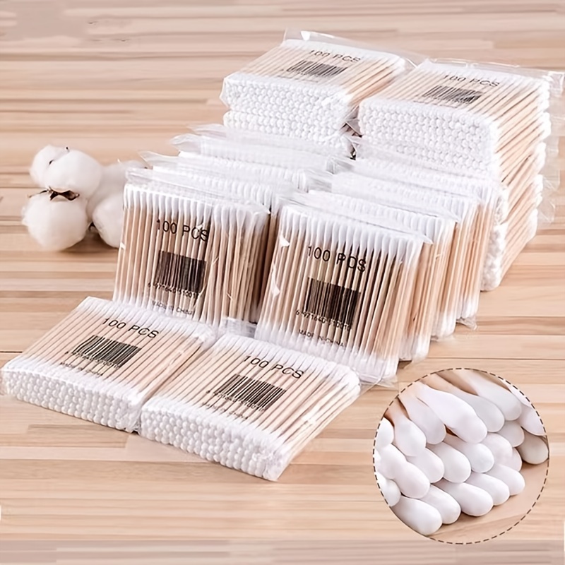 500 PCS 6 Inch Precision Tips Cotton Swabs - Long Wooden Stick Cotton Buds  Pointed Cotton Swabs With Case - Cotton Tipped Applicators For Makeup