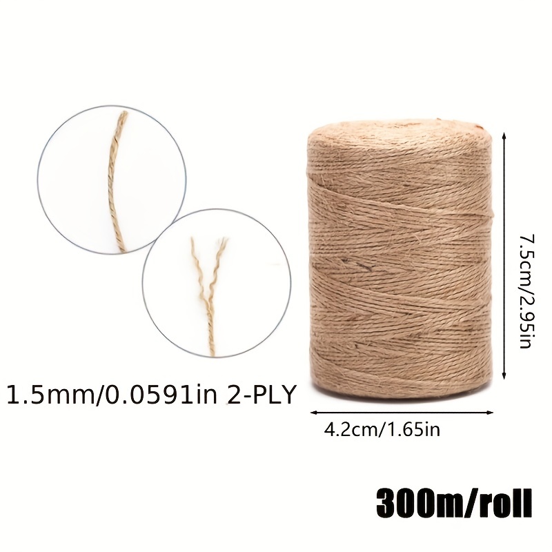 Coiry 1roll Burlap Rope 50/80m Hemp Cord for Crafts Thin Packing String  (50m) 