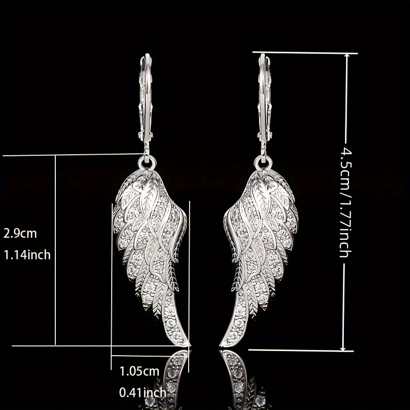 Zirconia Wings Drop Earrings Sparkling Dangle Earrings