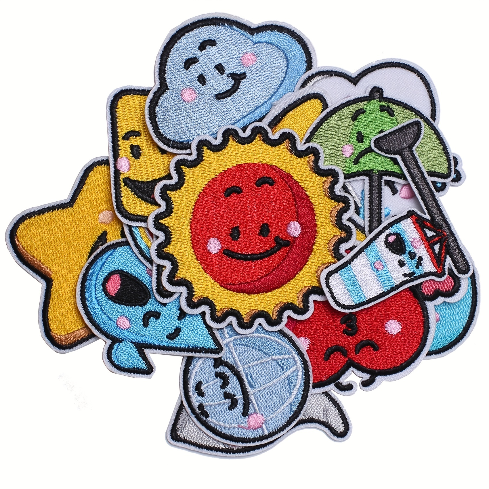 Iron on Patches,16 Pieces Embroidered Applique Patches,Sew on Iron on Patches Fabric Repair Patches Cute Cartoon Anime Patches for Kids Adult