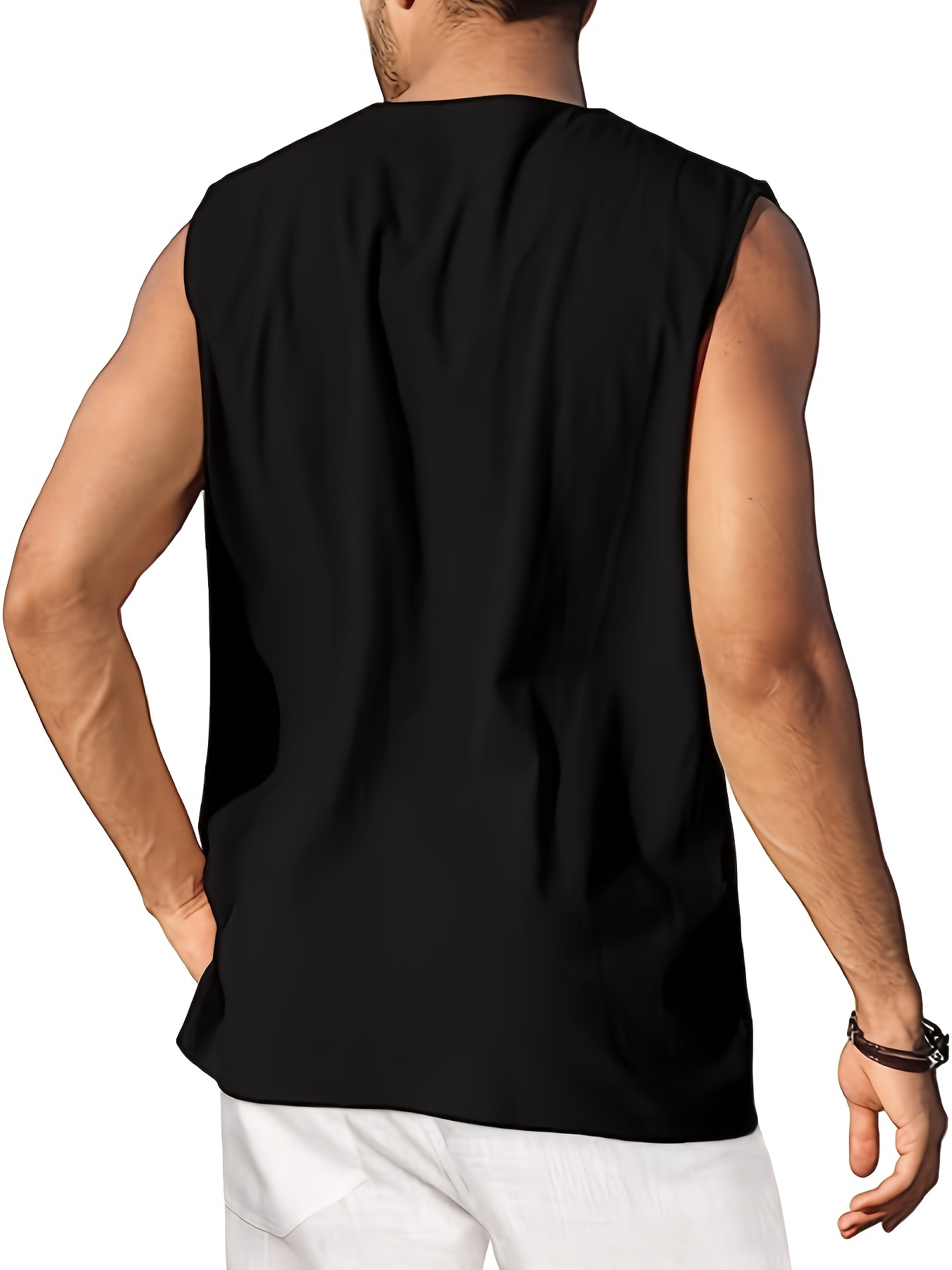 Men's Fashion Solid V neck Tank Top Drawstring Summer Men's - Temu