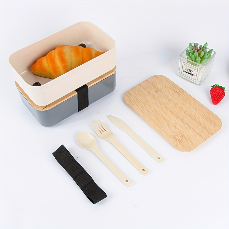 Single Layer Lunch Box With Bamboo Lid Microwaveable Bento - Temu