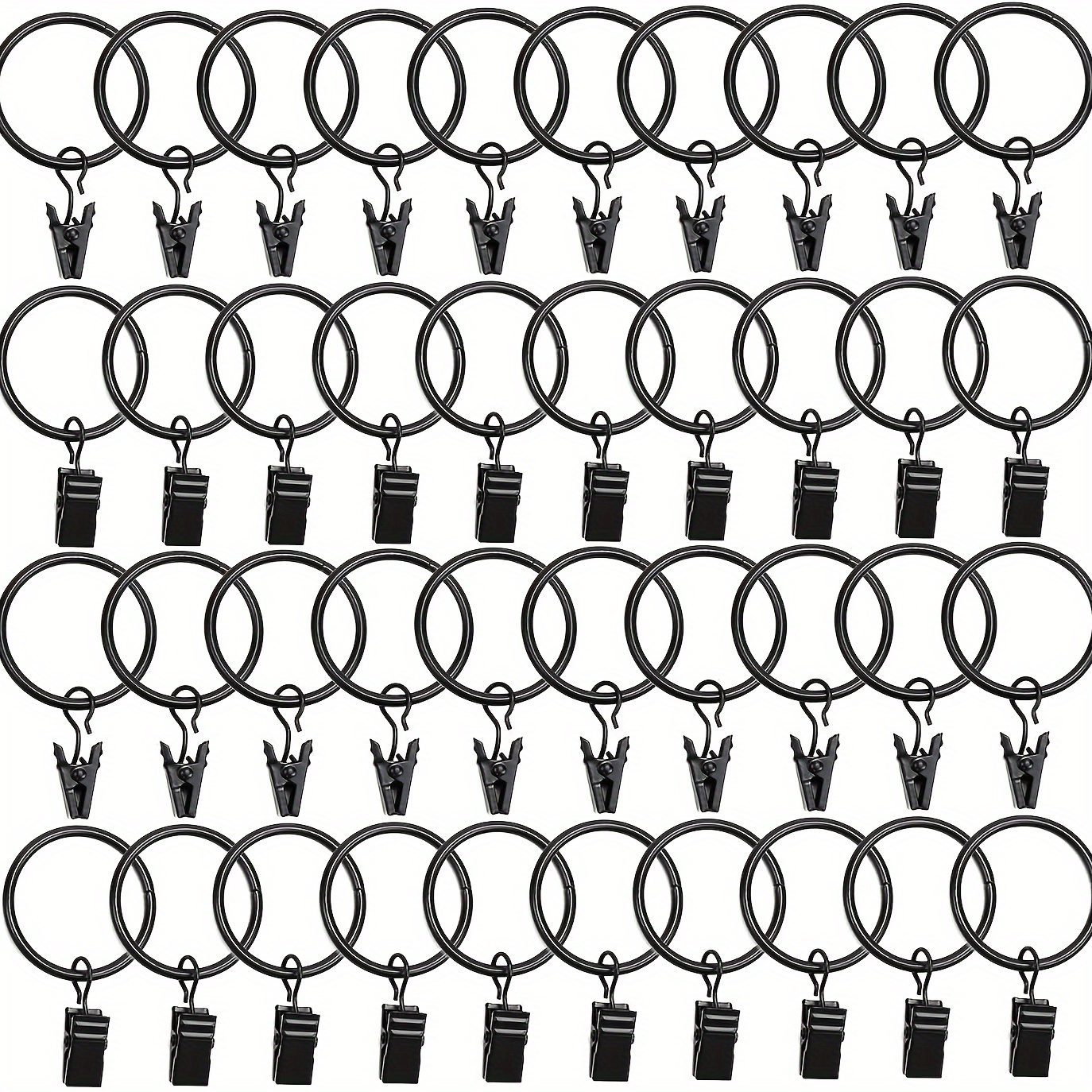 30 Pack Metal Openable Curtain Rings with Clips, Heavy Duty Decorative  Drapery Eyelet Curtain Rods Hangers Rings 