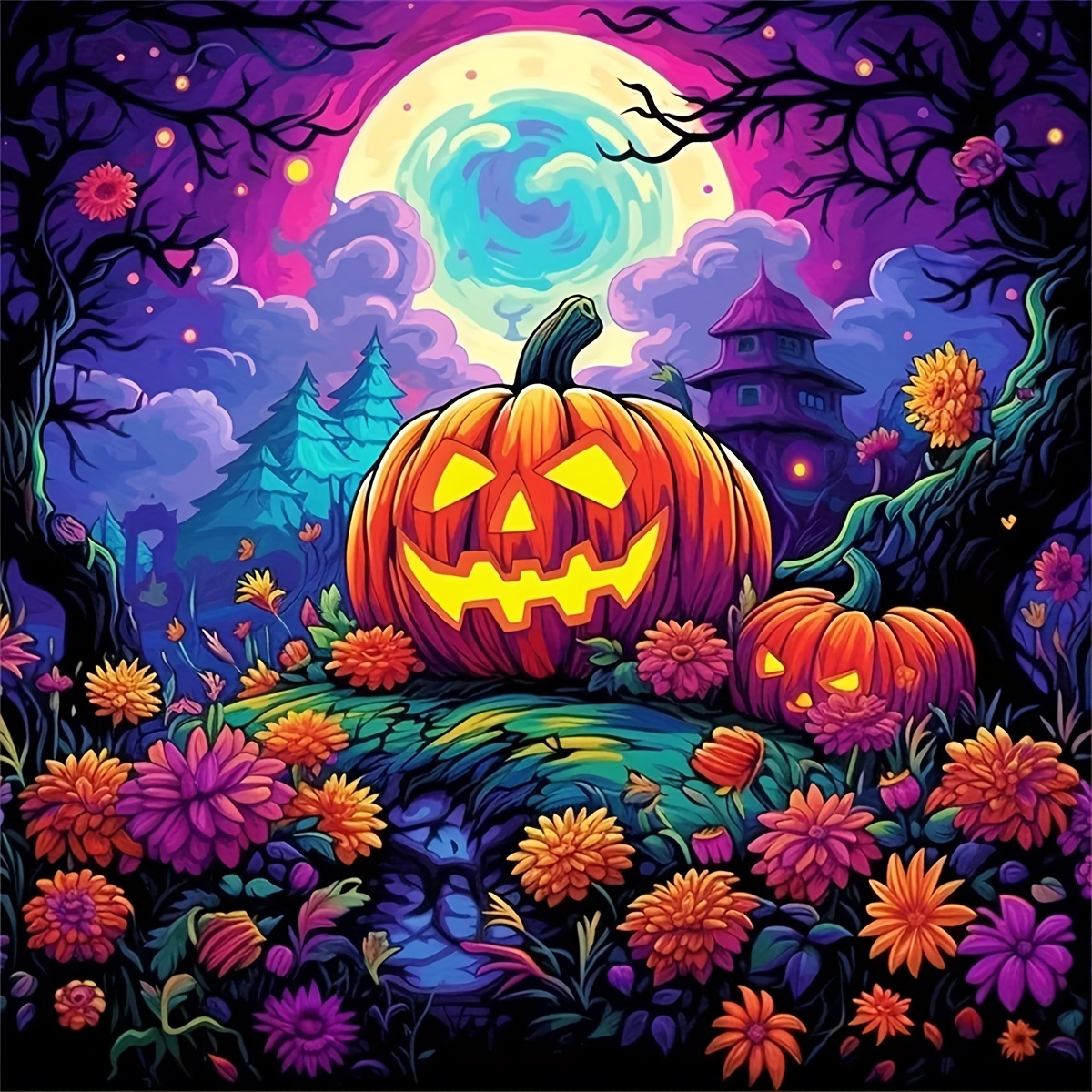 Frameless Diy 5d Artificial Diamond Painting Halloween - Temu