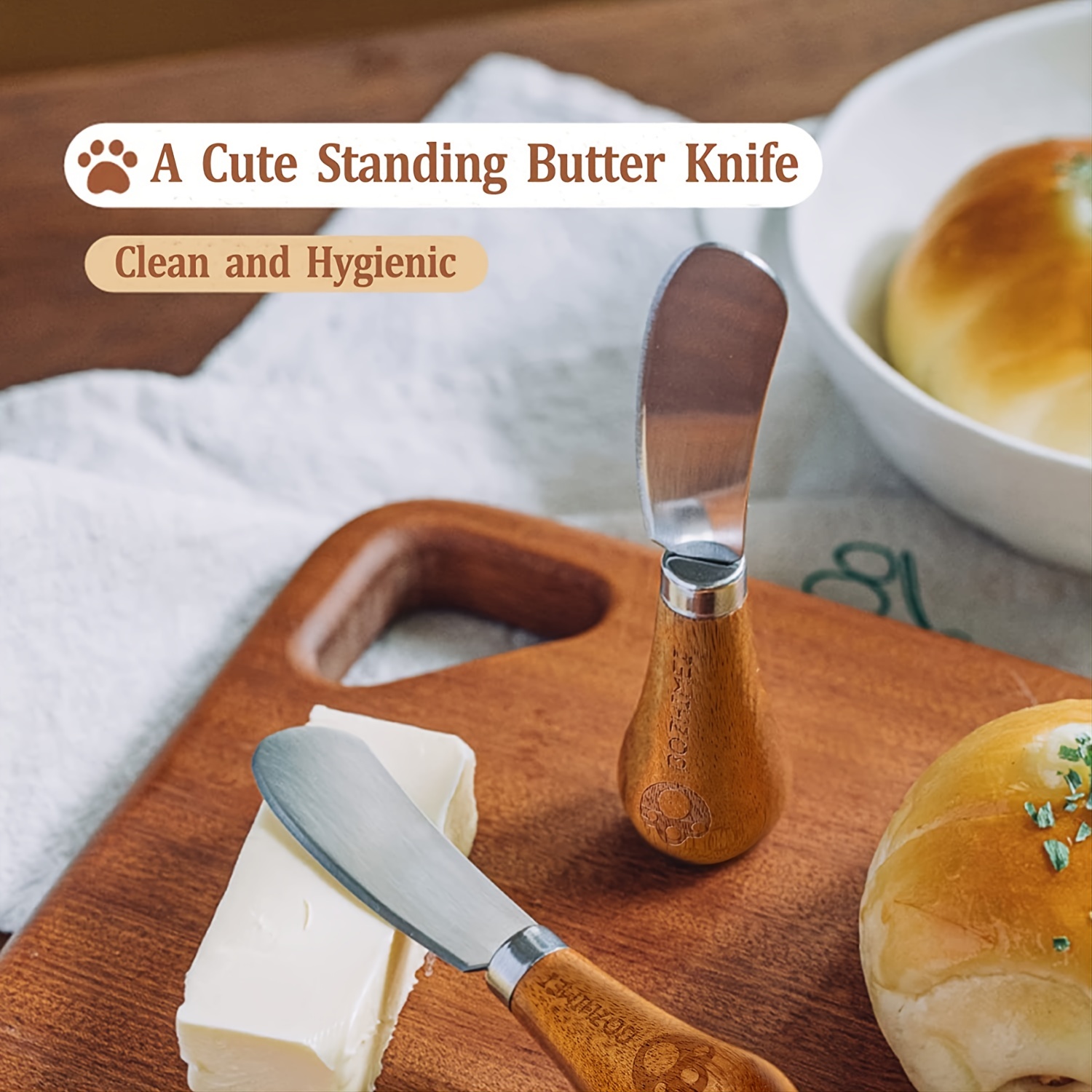 Multifunctional Stainless Steel Butter Knife With Wooden Handle