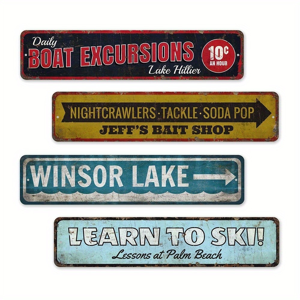 4 Signs Custom Boat Excursion Bait Shop Sign Lake Arrow Sign - Temu