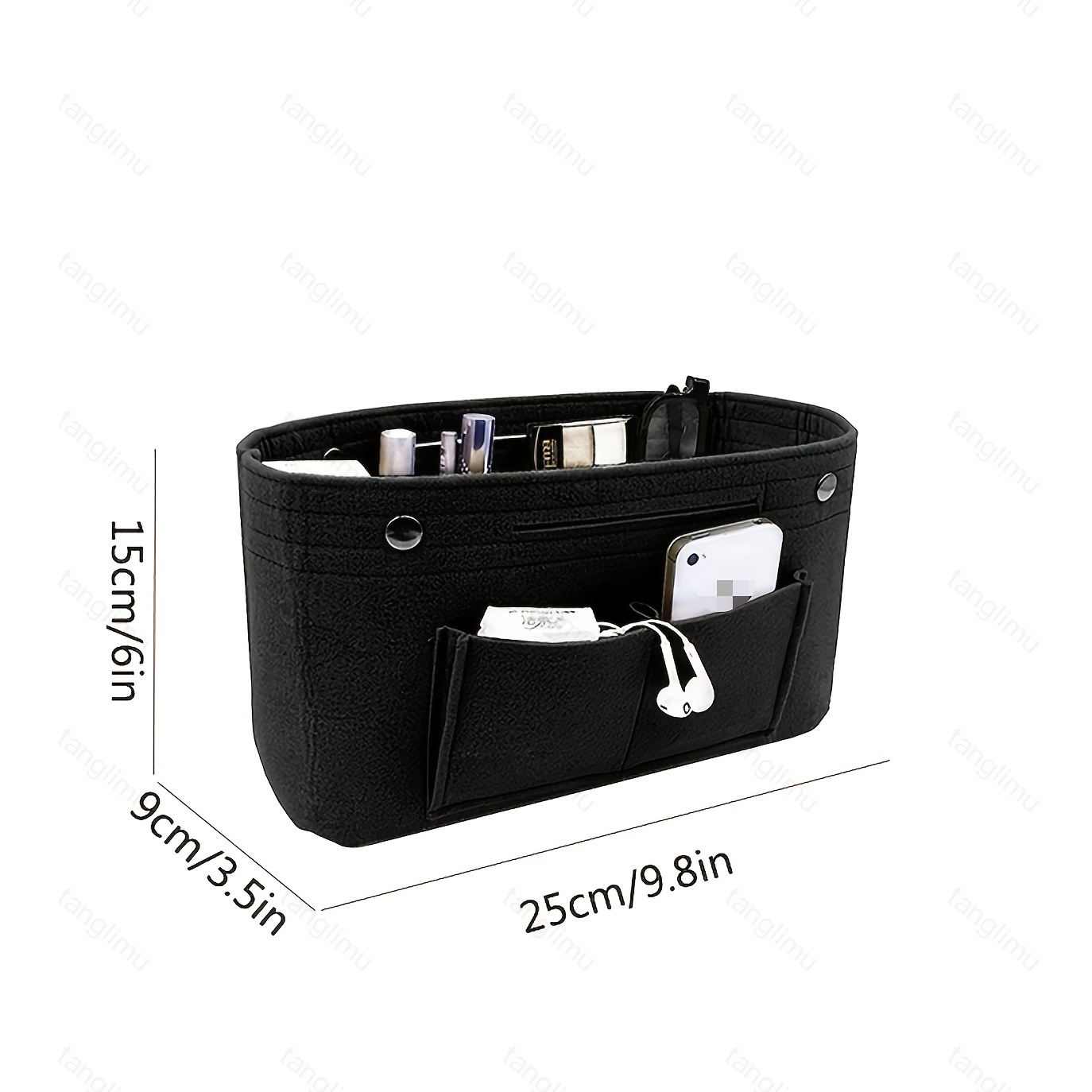Felt Insert Organizer Portable Zipper Bag Organizer Tote Insert With Handle  For Handbag - Clothing, Shoes & Jewelry - Temu