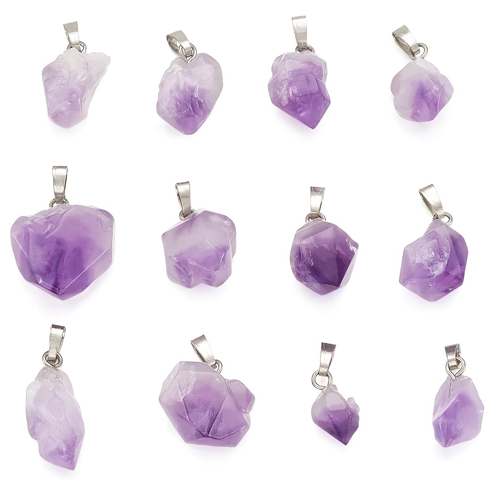10Pcs Natural Amethyst Pendants For Jewelry Making