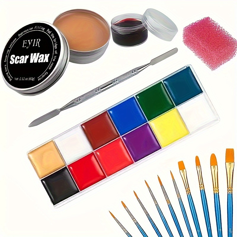 Sfx Makeup Kit Face Body Paint Palette With Scar Wax Fake - Temu