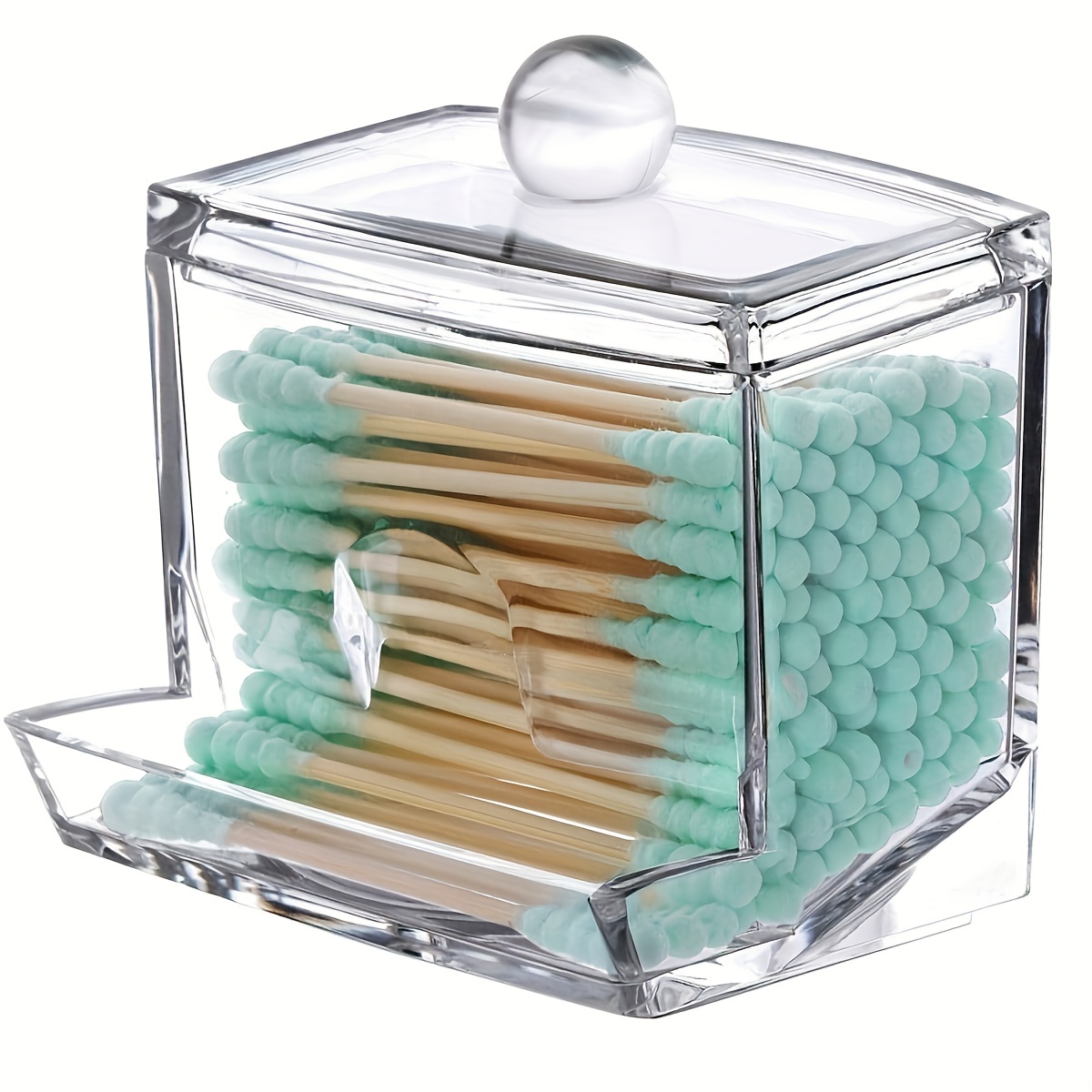 New Cotton Swab Holder With Lid Transparent Box Organizer Portable