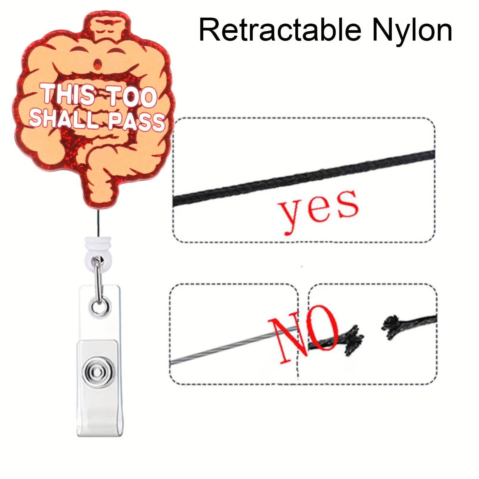 1pc Nurse Retractable Badge Reel With Clip, ID Badge Holder This Too Shall  Pass, Cute Funny Glitter Badge Reel Gift For RN LPN CNA Nurse Doctor Assist