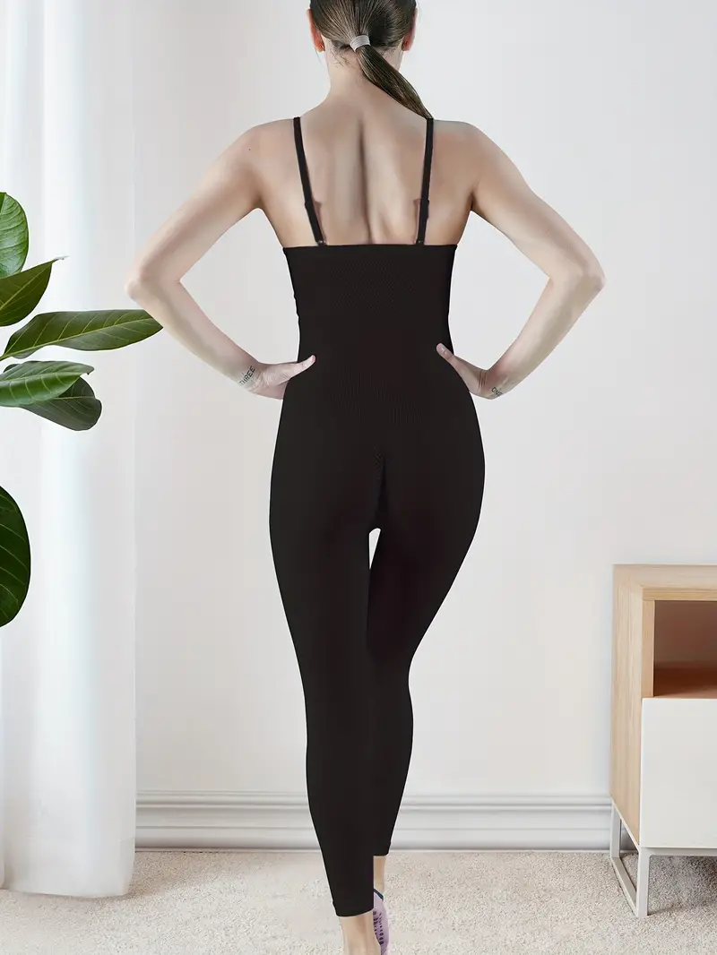 Solid Color Yoga Sports Fitness Cami Jumpsuit Seamless - Temu Canada