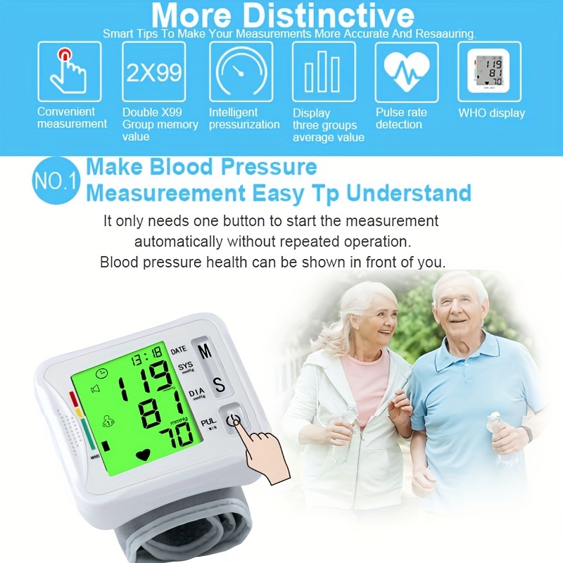 Intelligent Digital Wrist Blood Pressure Monitor With - Temu