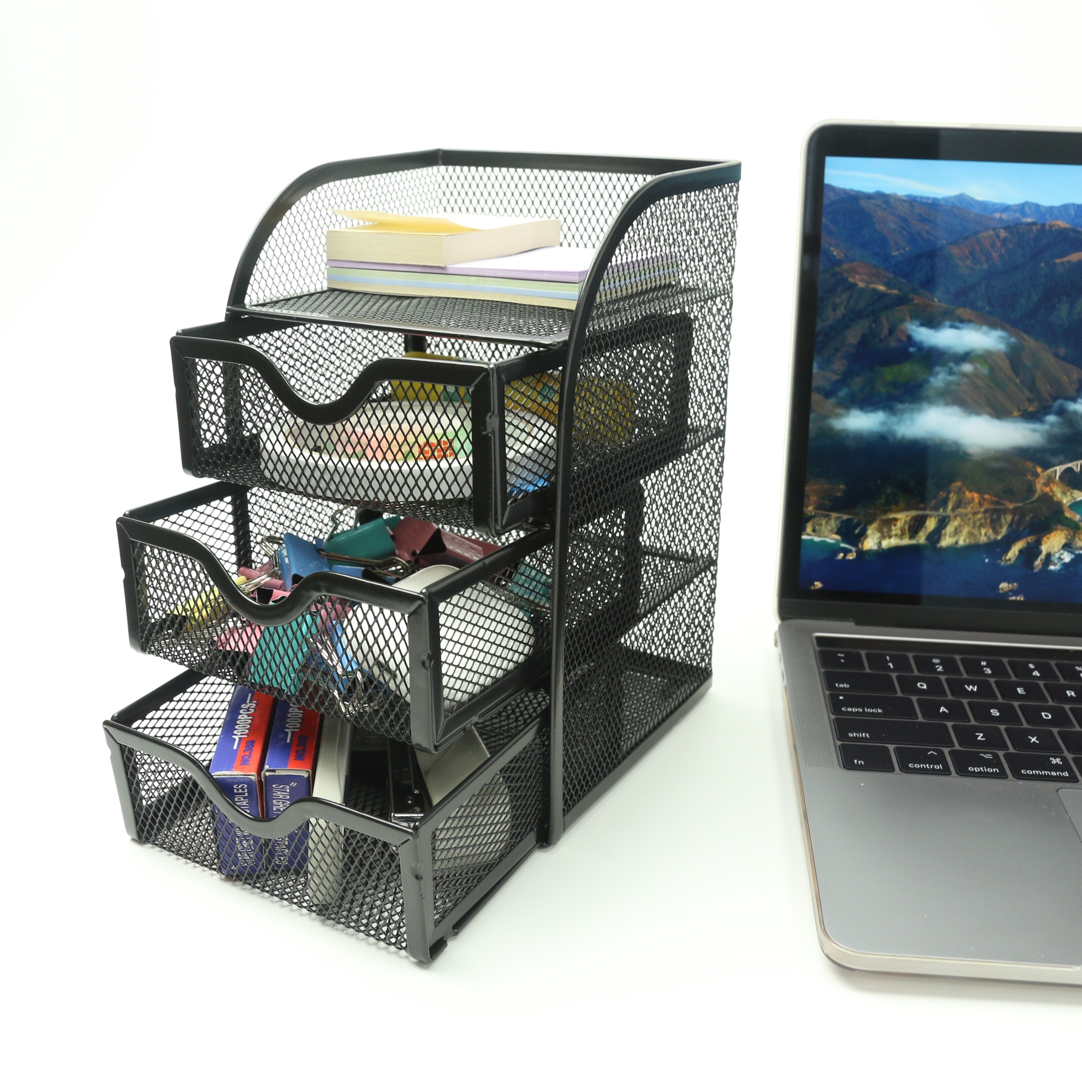 Mesh Office Organizer for Desk Desk Organizer with 4 Tiers and