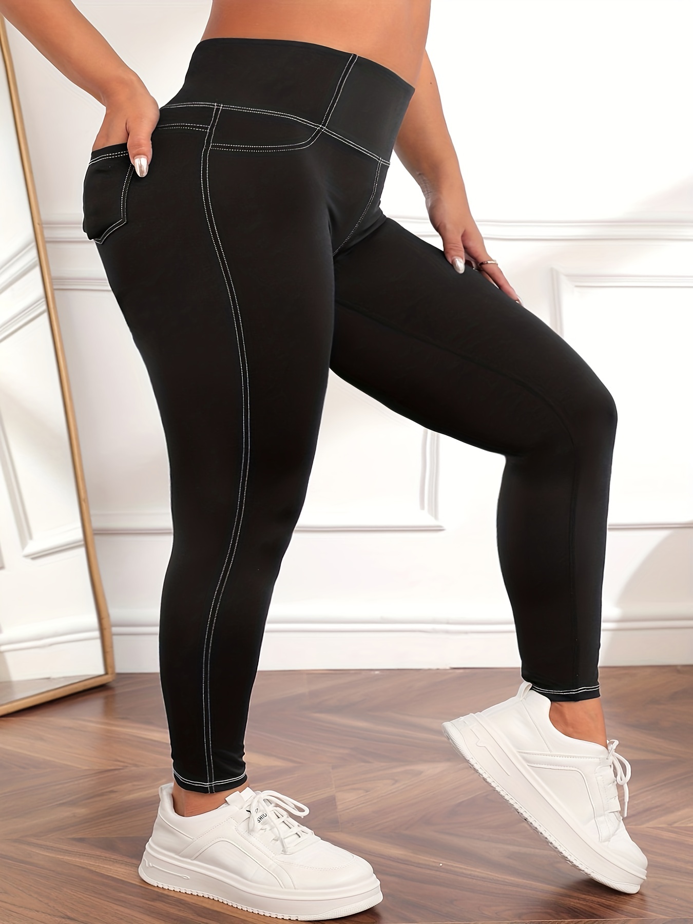 Plus size sport leggings Damen plus solid elastik hosen - Temu Austria