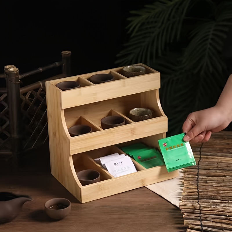 Pod Stand Vertical Tea Bag Organizer Bamboo Tea Bag Holder - Temu