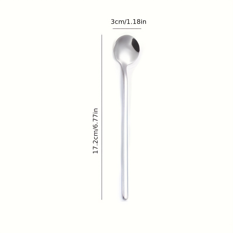 Stainless Steel Long Handle Small Round Spoon Mixing Coffee Dessert