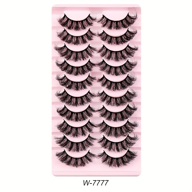 10 Pairs Fluffy False Eyelashes Dramatic Look Thick Curly Faux Mink Lashes