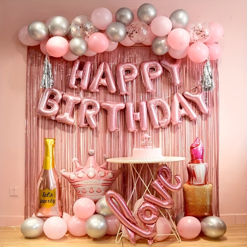  Decoraciones de cumpleaños número 40 para mujer, 27 piezas,  decoración de fiesta temática de oro rosa, globos de látex de oro rosa y  pancarta de feliz cumpleaños 40, suministros de aniversario