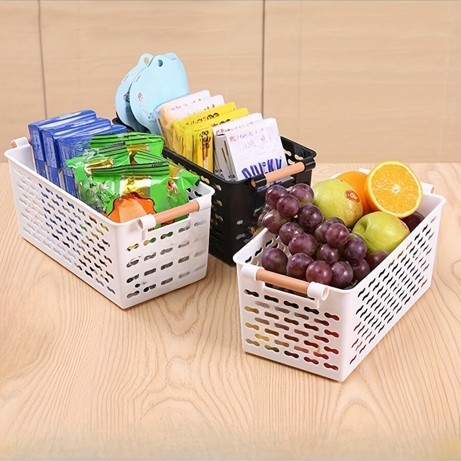 Hollow Out Large Plastic Desktop Storage Box With Handles, Folding Sundries Storage  Basket For Cosmetic, Stationery, Tolietry, Snacks, Household Storage  Organizer For Bathroom, Bedroom, Living Room, Home, Dorm - Temu