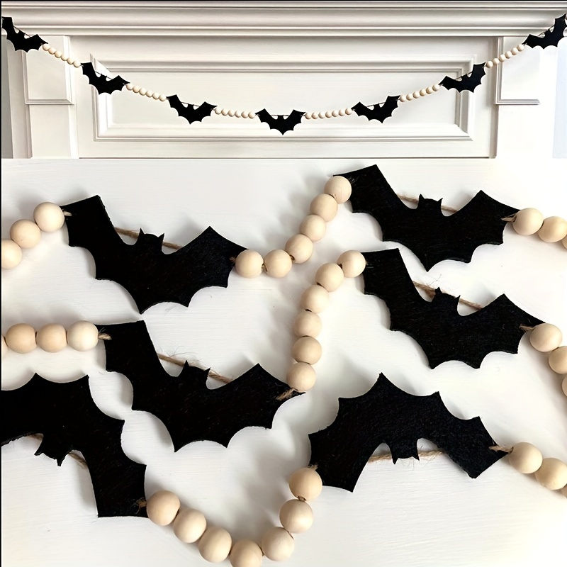 #034;Set of 2 Black Garland Halloween Decorations: 5.9Ft Black