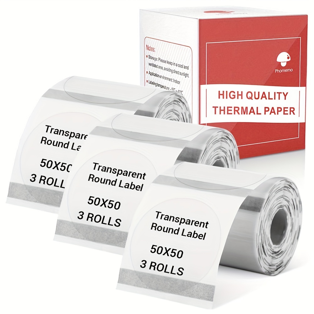 3 rouleaux M110 / m200 Papier thermique Étiquette auto-adhésive carrée  polyvalente, noir sur blanc pour fabricant d'étiquettes