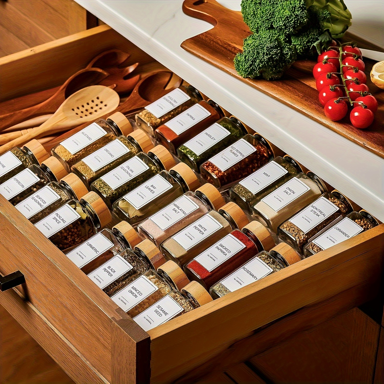 Glass Spice Jars With Bamboo Airtight Lids And Labels Empty - Temu