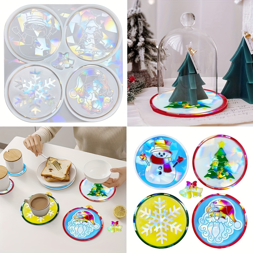 Holographic Light Shadow Coaster Molds Resin Epoxy Christmas Ball