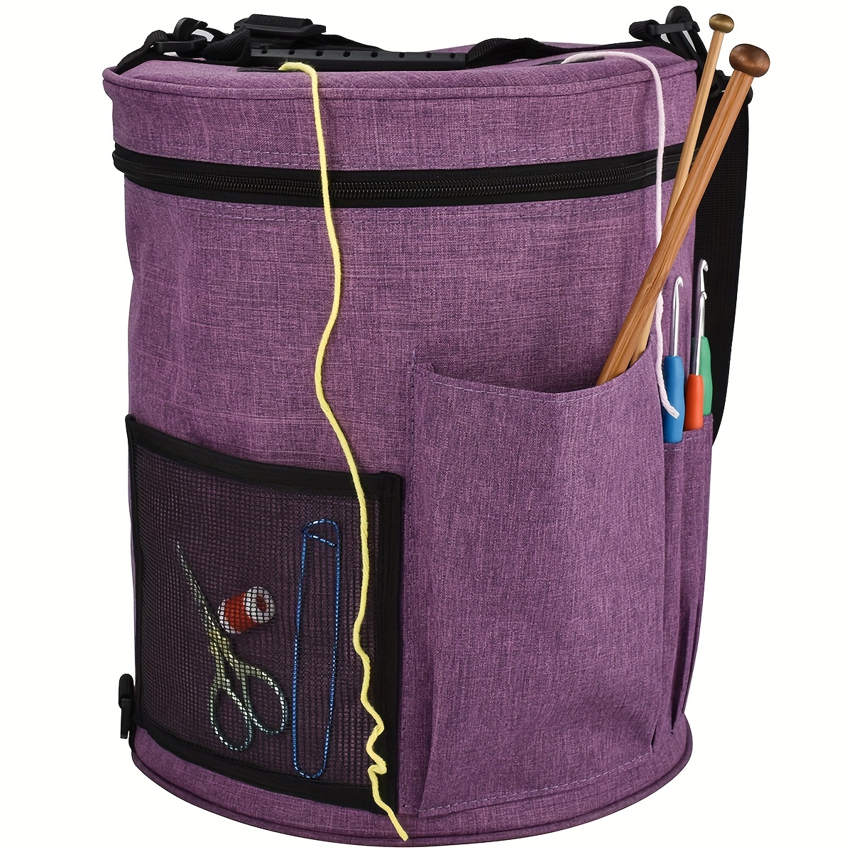 1pc Foldable Yarn Storage Bag, Cylindrical Mesh Storage Bag