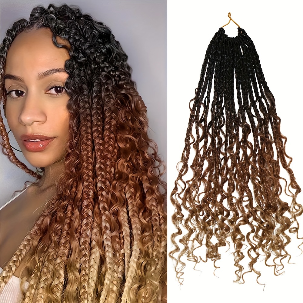 14Inch Boho Box Braids Crochet Hair Curly Ends Bohemian Goddess