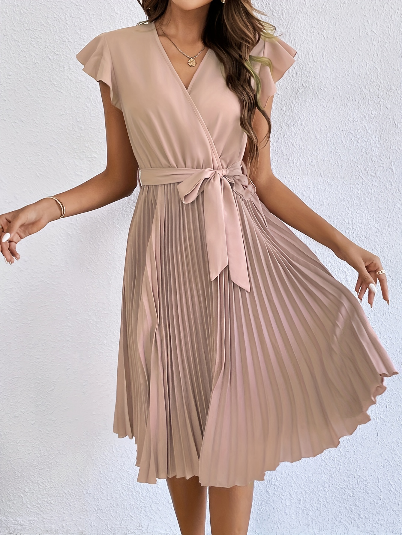 Leith pleated surplice discount dress