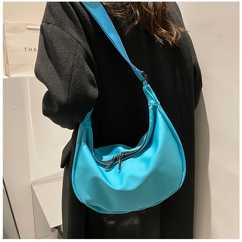 Solid Color Crossbody Bag Trendy Canvas Dumpling Bag Casual Shoulder Bag For Street Wear