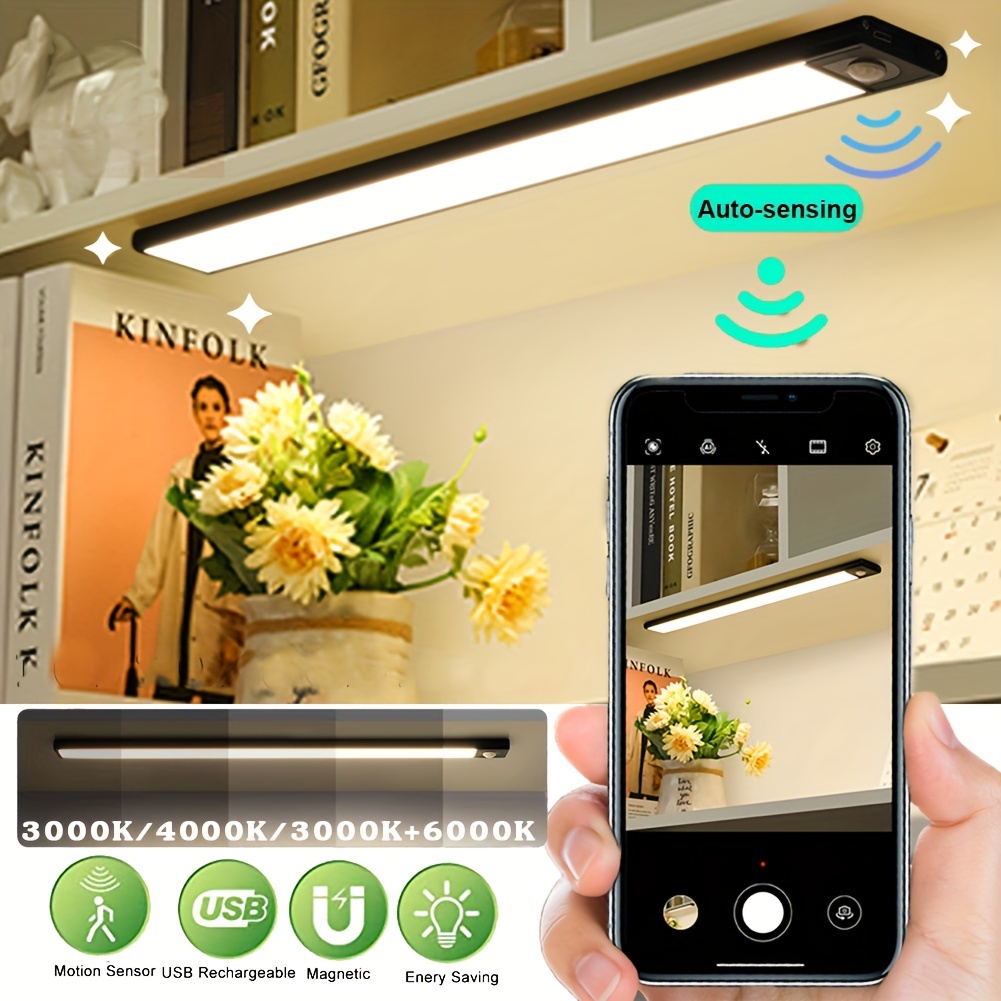 1pc LED-Bewegungssensor-Schranklicht, Unterzähler-Schrankbeleuchtung,  Magnetische USB-aufladbare Küchennachtlichter, Batteriebetriebenes Licht  Für Kleiderschrank-Taschenlampe, Kleiderschrank-Schreibtisch - Temu Germany