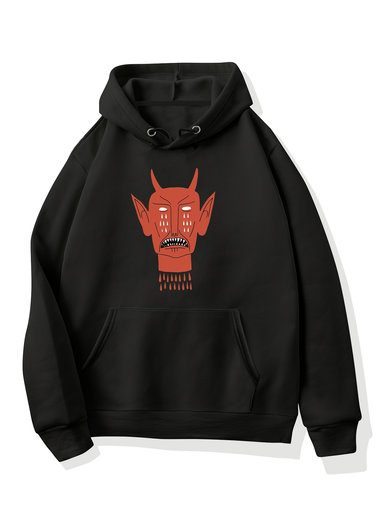 Devil Print Hoodie, Cool Hoodies For Men, Men's Casual Graphic