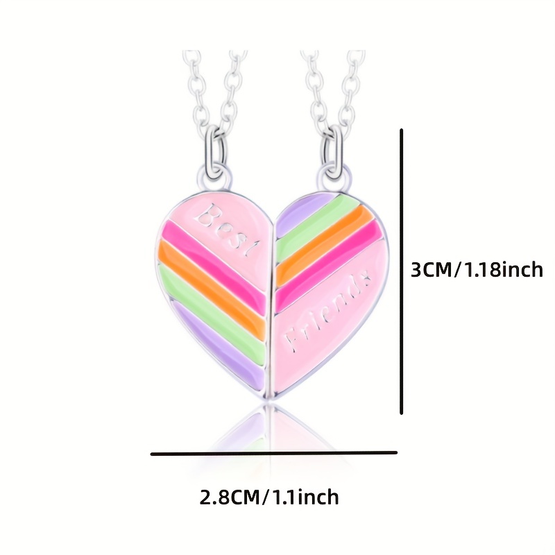 2PCS/set Rhinestone Heart Shaped Butterfly Magnet Pendant Necklace, Couple  Friendship Jewelry Gifts