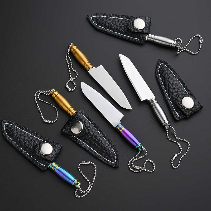 Stainless Steel 3Cr13 Sliding Blade Utility Knife EDC Keychain Mini Box  Cutter Replaceable Blade Small Folding Pocket Knife