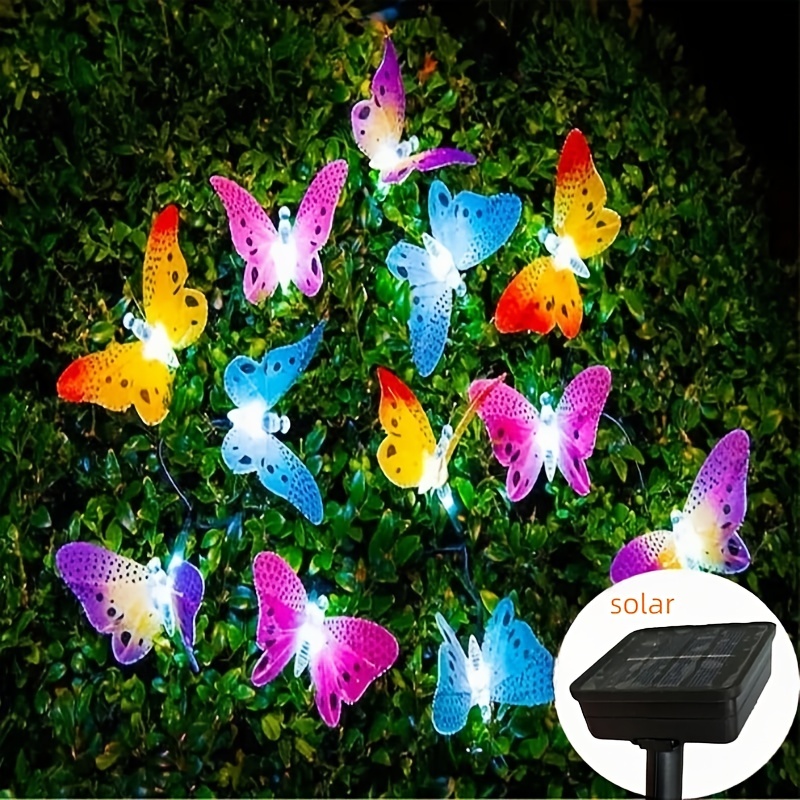 

1pc 10led Solar Fiber Optic Butterfly Lights, For Yard Garden Wedding Festival Decoration