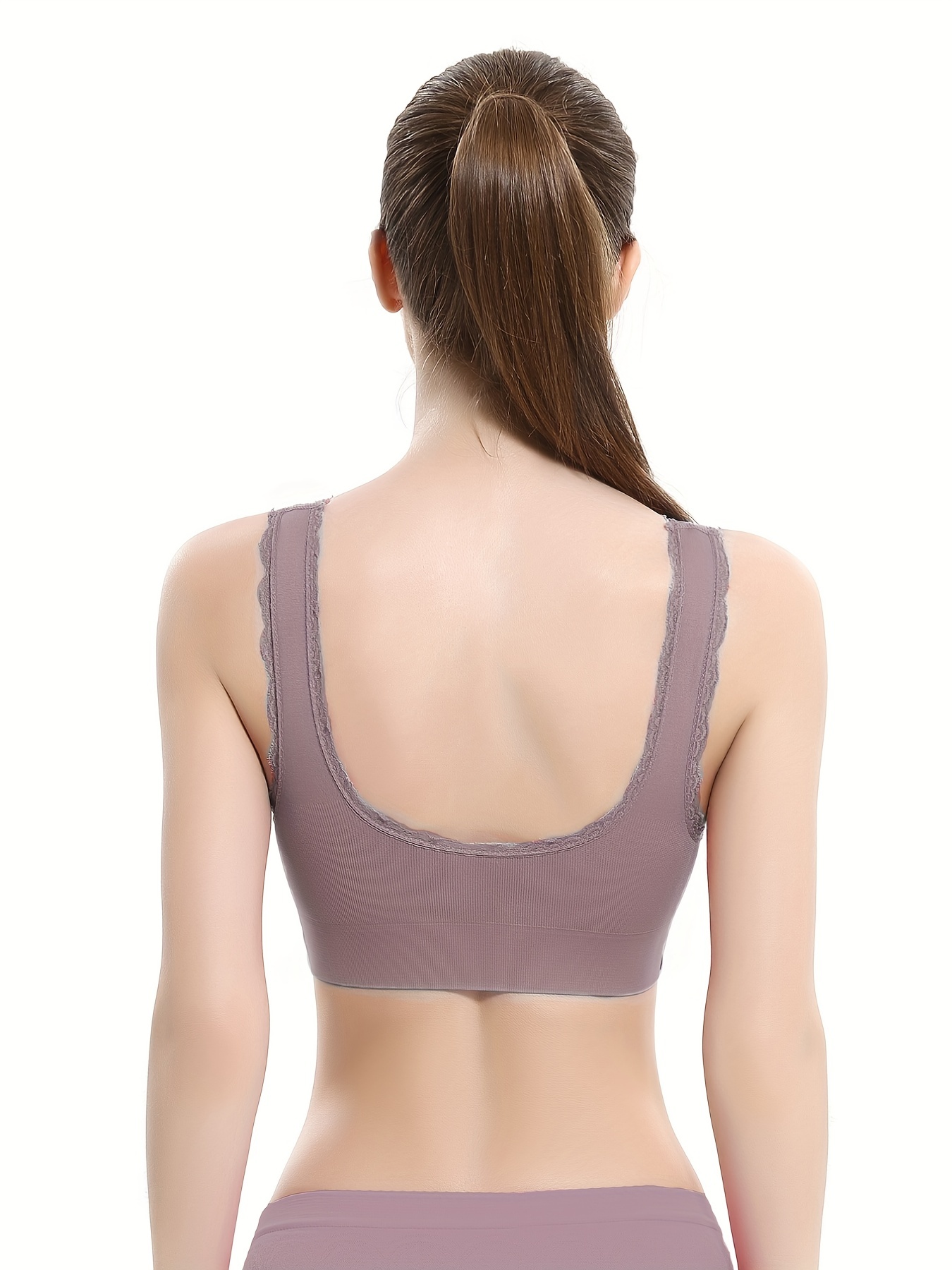 Contrast Lace Wireless Sports Bra Comfy Criss Cross Side - Temu