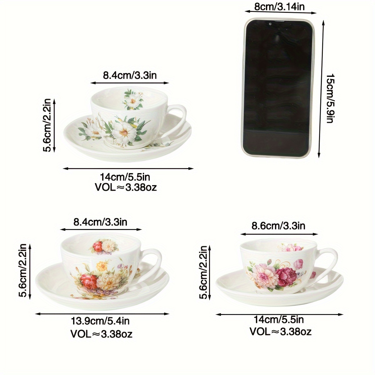 Set Fiori Tazza E Piattino Tazza Caffè E Piattino In - Temu Italy