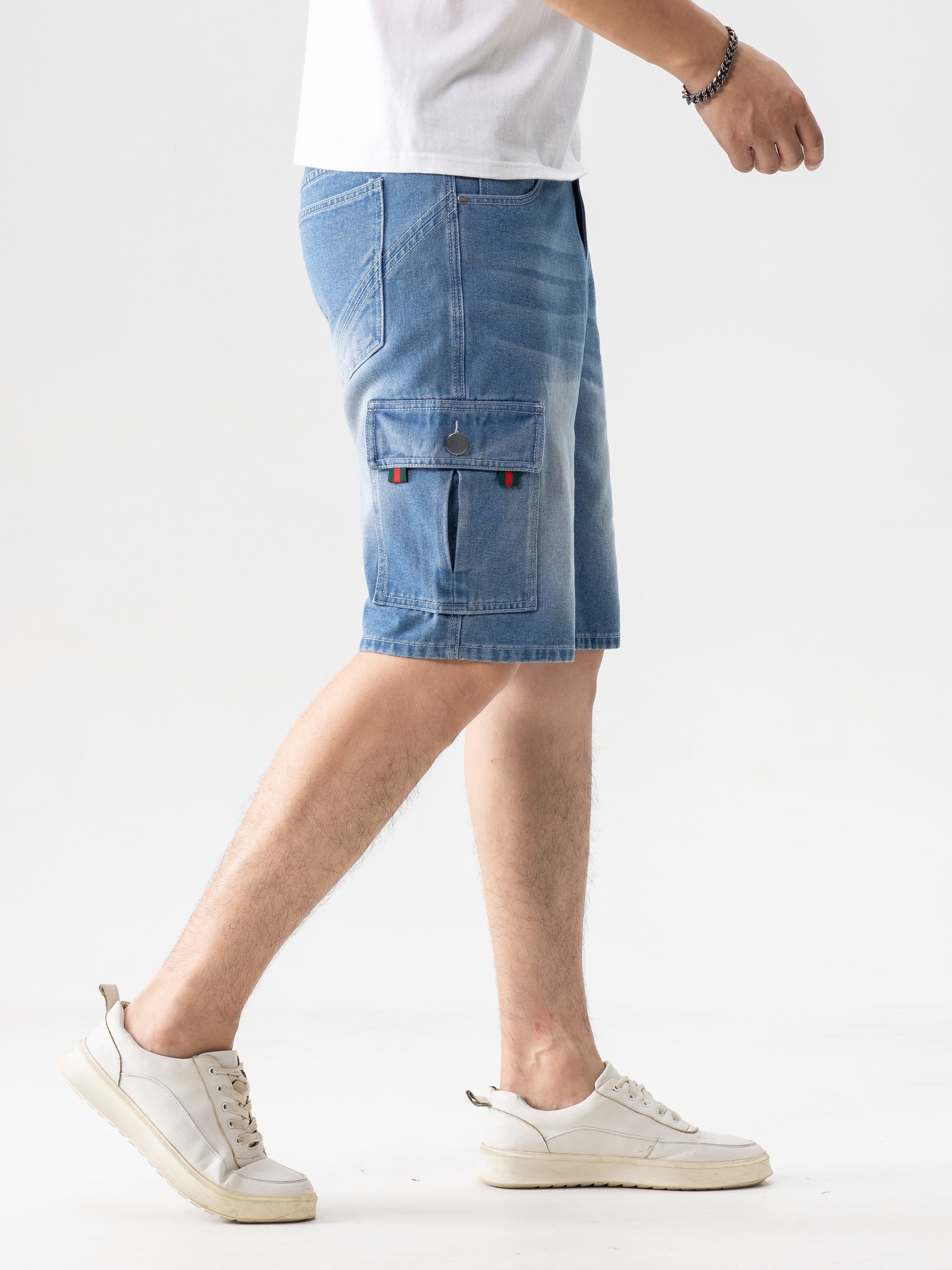 Loose Fit Flap Pocket Denim Shorts Men's Casual Street Style - Temu  Australia