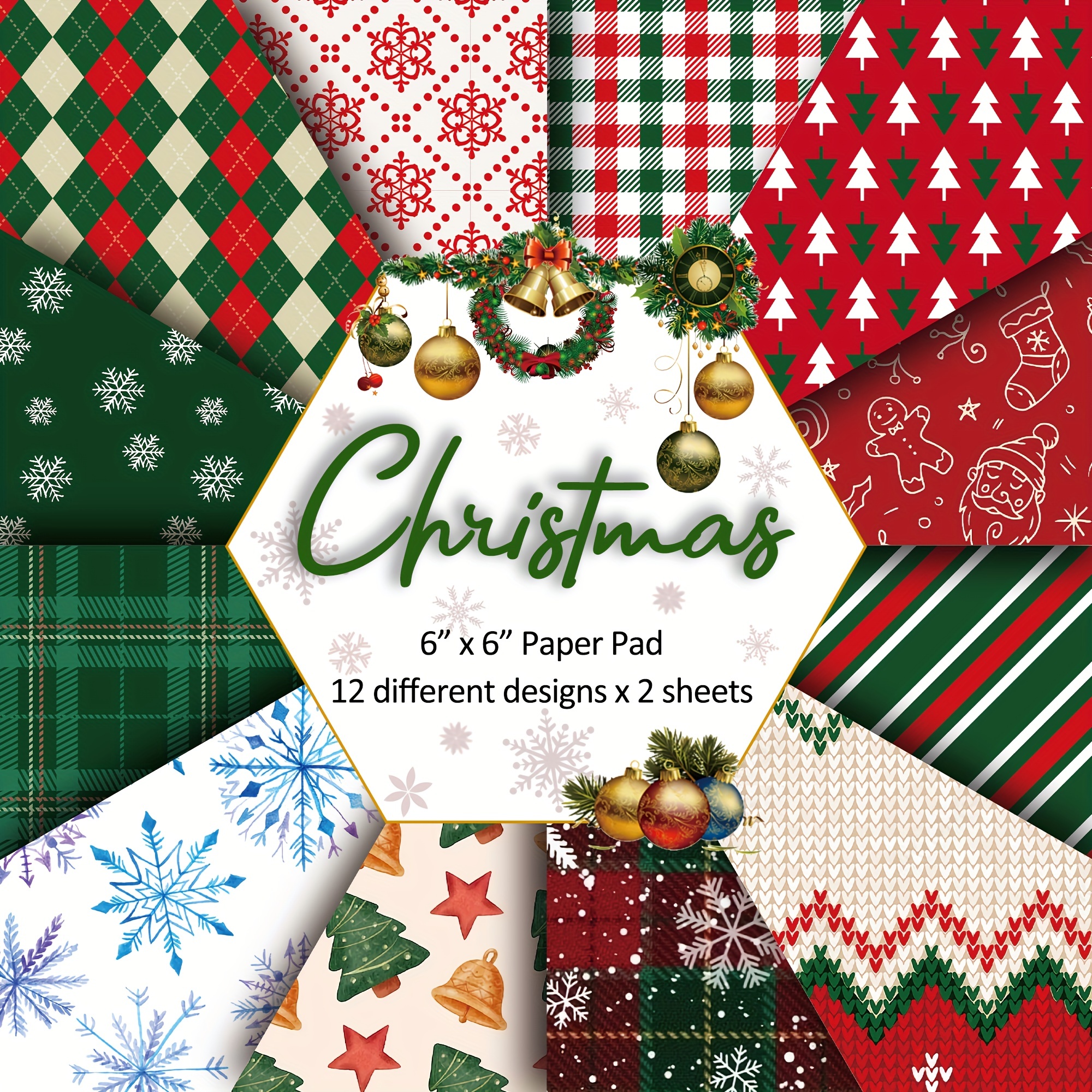 Scrapbook Paper Pad Christmas Pattern Cardstock - Temu