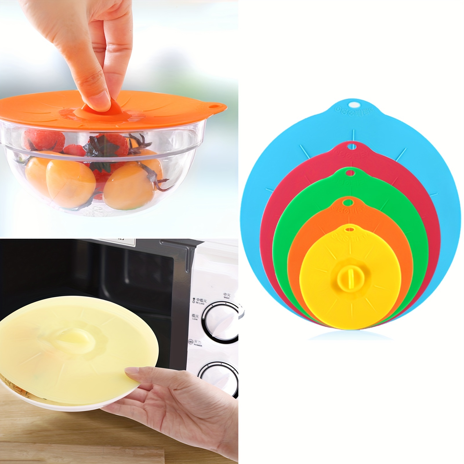 Silicone Lids for Pots and Pans, Reusable Suction Seal Covers for