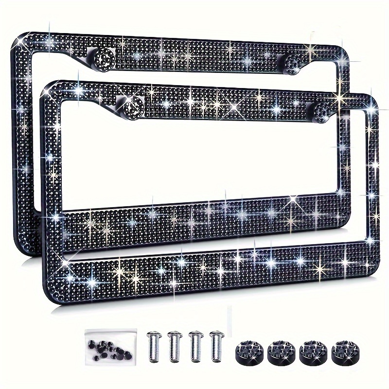 Tinted License Plate Cover Set of Standard Fit - Front & Back Bling License  Plates Shield with Frames - Premium Automotive Exterior Car & Truck  Accessories for Teens, Men & Women, 6X12 