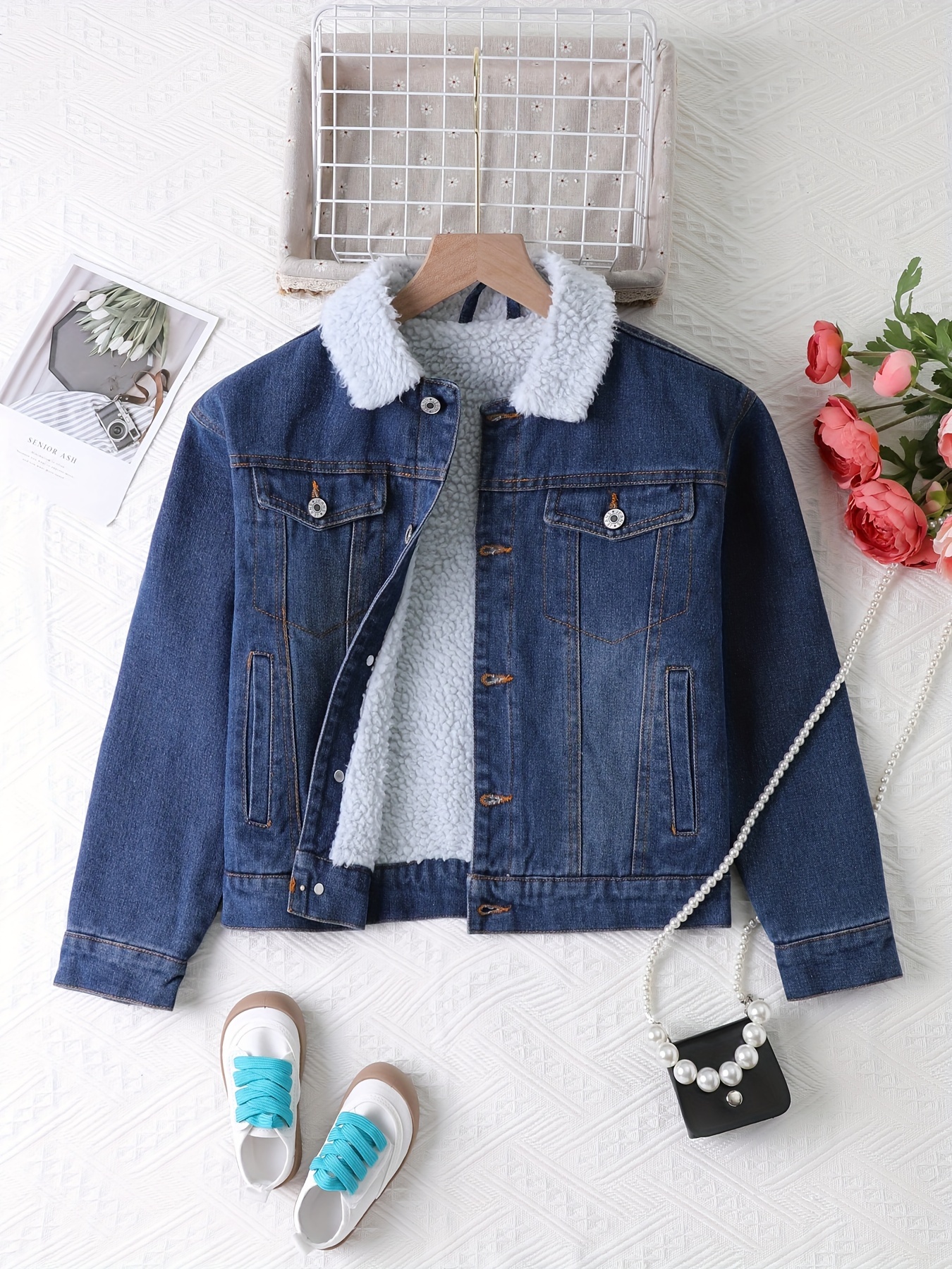 Boys fleece lined denim hot sale jacket