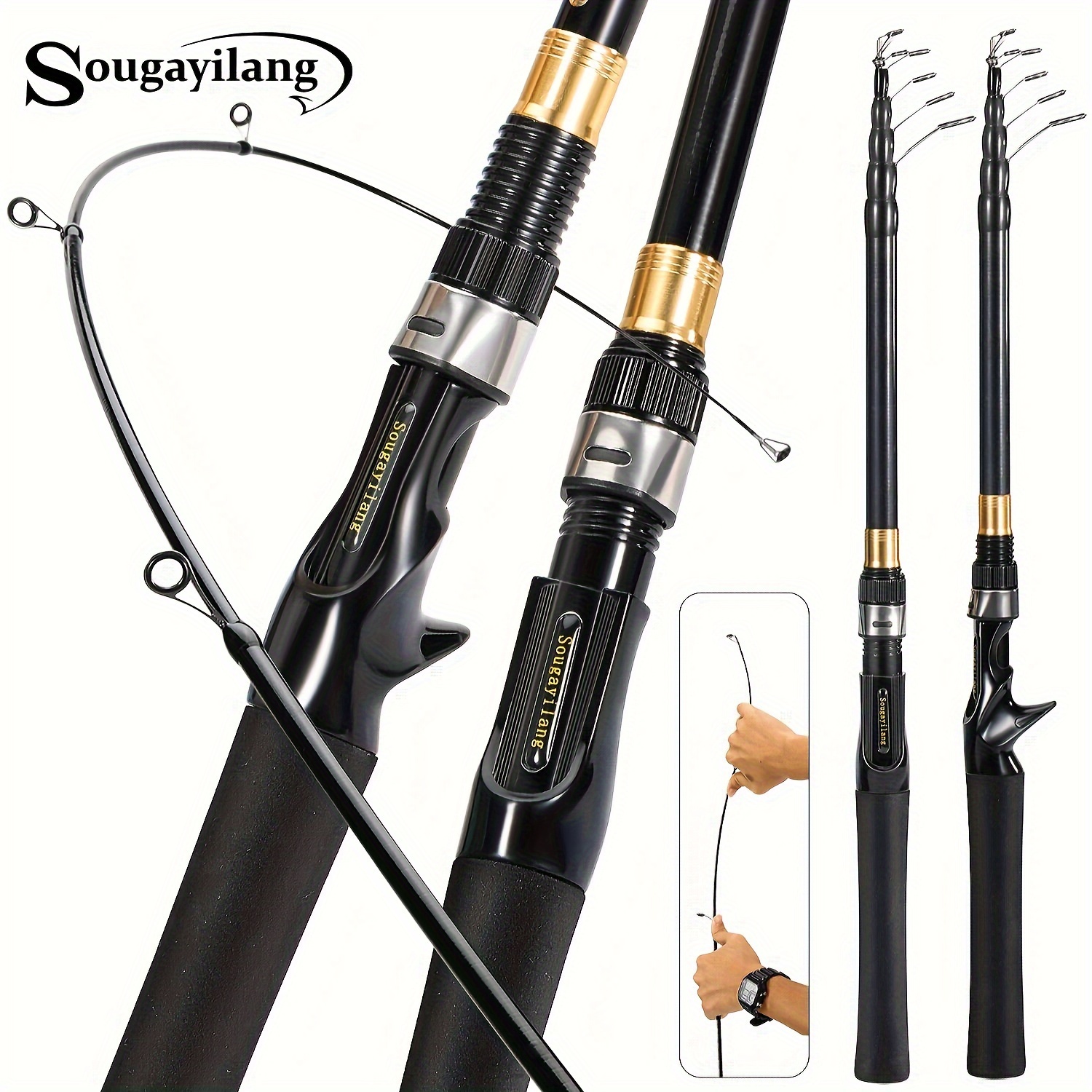 Sougayilang 2 Sections Fishing Rod Carbon Fiber Ultra Light - Temu