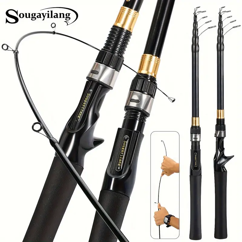 Fishing Rod & Reel Combo Telescopic Fishing Pole with Spinning Reel  Portable Travel Baitcasting Rods for Saltwater Freshwater : :  Sports & Outdoors