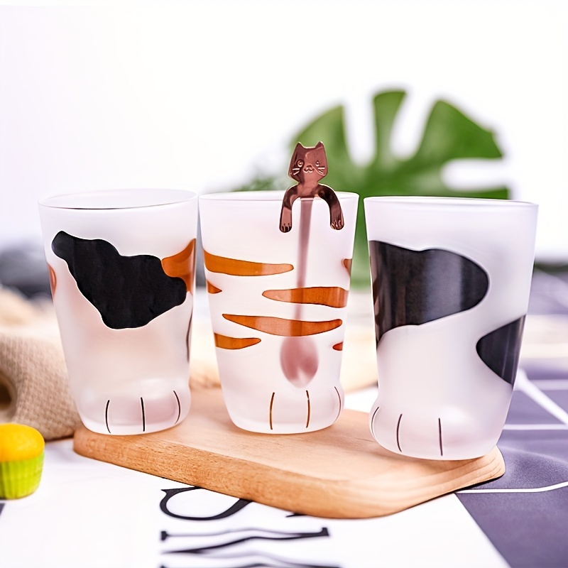 1pc, Cat Claw Water Cup, 300ml10oz Frosted Glass Coffee Cups, Cute Cat Foot  Shaped Drinking Cups, Summer Drinkware, Home Kitchen Items, Birthday Gifts