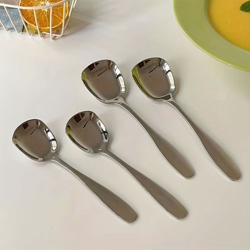 3PCS Square Head Stainless Steel Spoons,Rice Spoons,Stainless