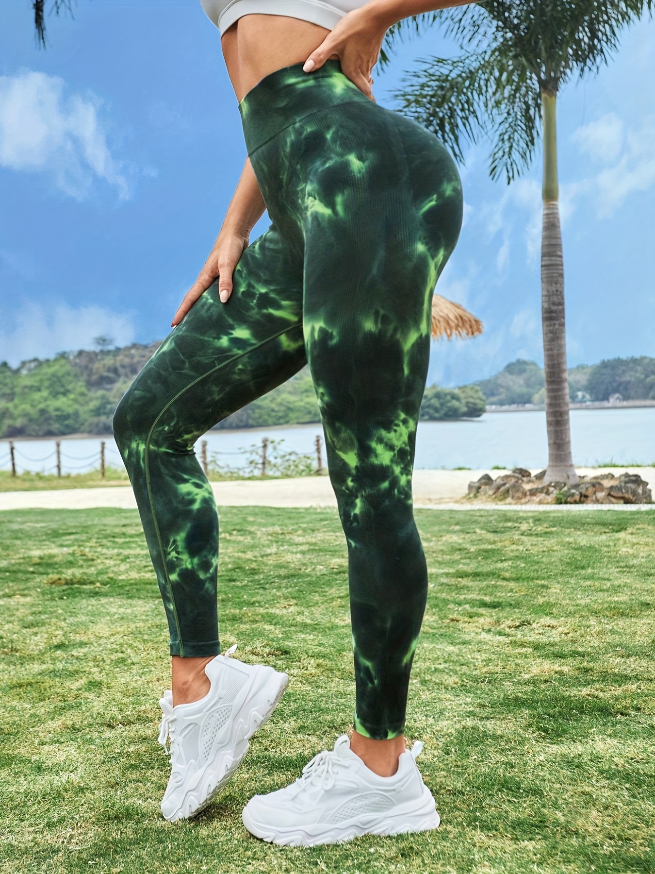 Tie Dye Seamless Running Workout Leggings High Elastic Slim - Temu Canada
